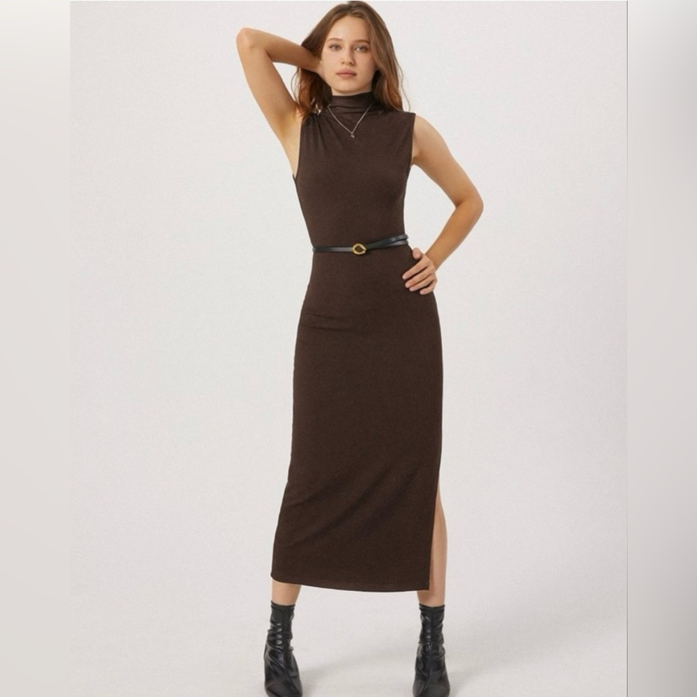 Commense Opening Night Slit Mockneck Long Dress - Size S